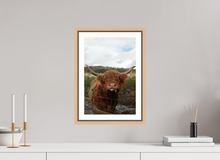 Load image into Gallery viewer, 10 x 15″, Wooden Frame- Natural Oak Highland Cow