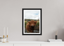 Load image into Gallery viewer, 10 x 15″, Wooden Frame- Black Matte Highland Cow